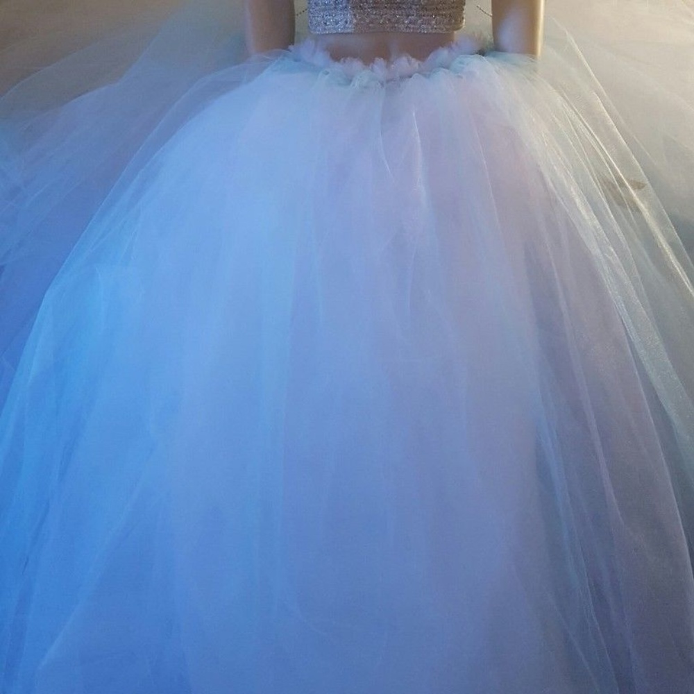 Silver & Blue Rhinestone Bralette Ballgown Set - Picture 3 of 8